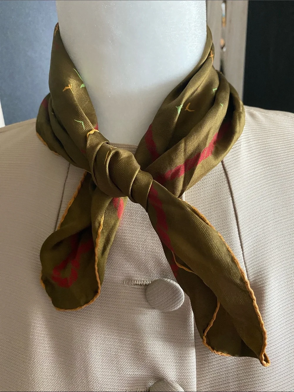 Countess Mara Vintage Printed Silk Scarf with Seagulls